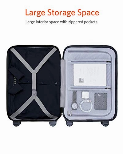 NINETYGO Carry on Luggage 22x14x9 with Spinner Wheels, Hardside Carry on Suitcase with Front Pocket Lock Cover, Super Convenient & Lightweight for Business Travel (20")