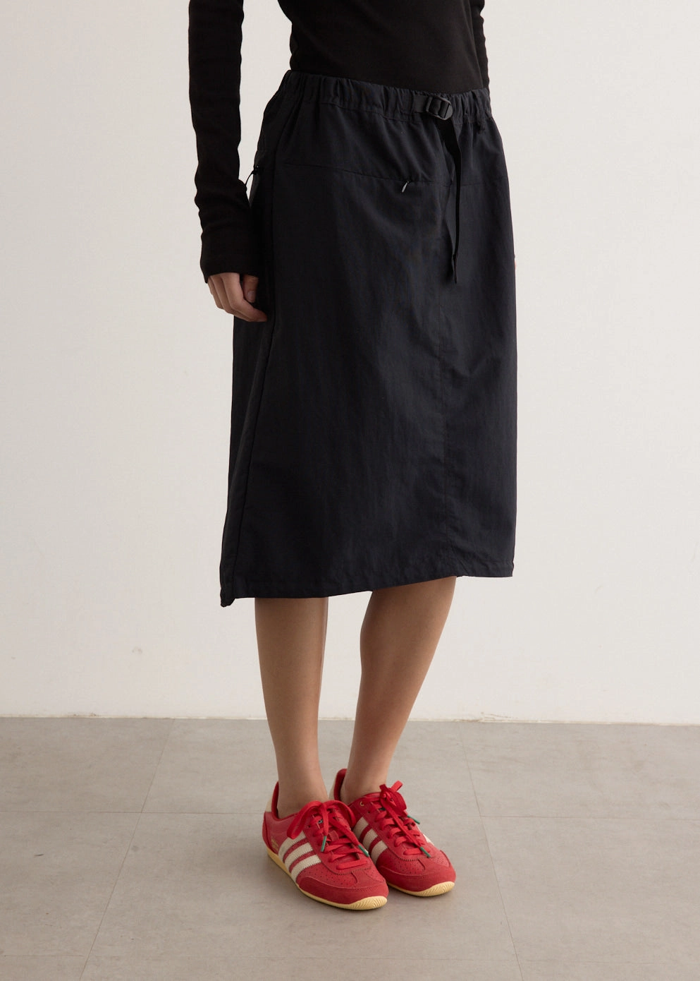 Nylon Packable Midi Skirt