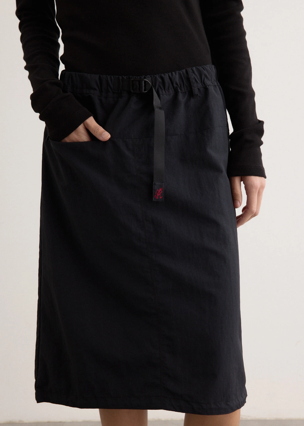 Nylon Packable Midi Skirt