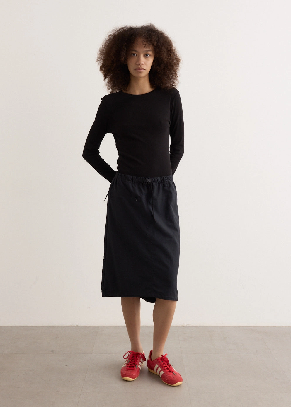 Nylon Packable Midi Skirt