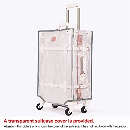 NZBZ Luxury Vintage Trunk Luggage Sets 2 Piece Cute Trolley Retro Suitcase for Women with 12 inch Cosmetic Train Case (Blue Fairy Tale, 24" 12")