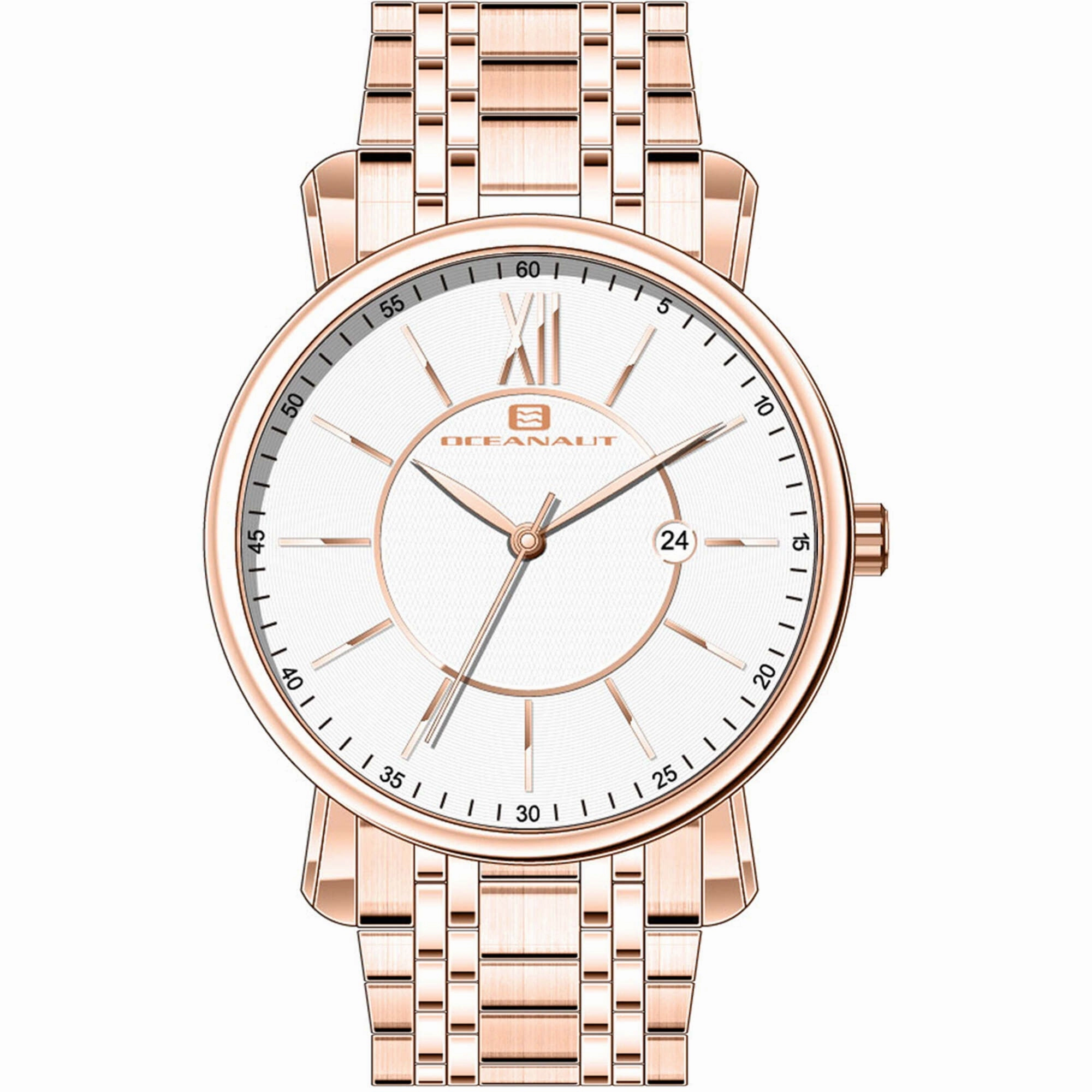 Oceanaut Men's Watch - Expedition White Dial Rose Gold Case Steel Bracelet | OC4984