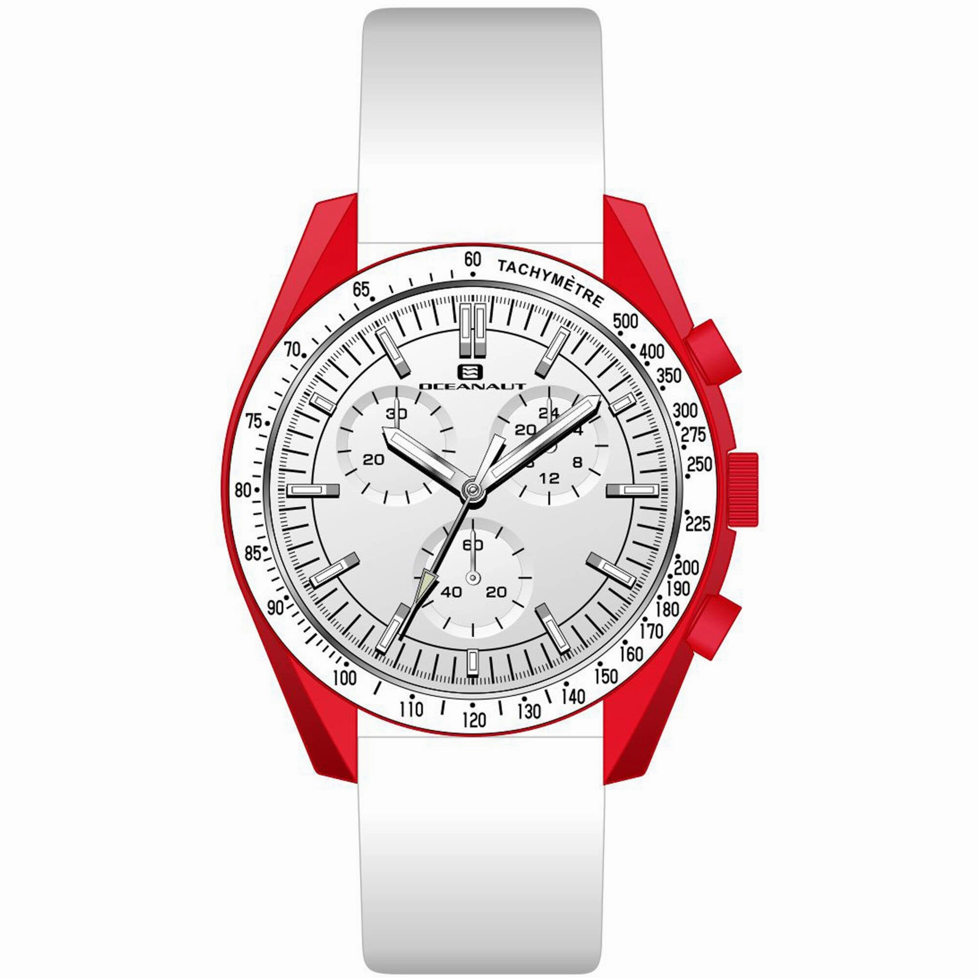 Oceanaut Men's Watch - Orbit Quartz Red Case White Dial Leather Strap | OC7586