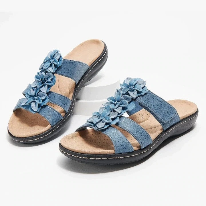 OCW Leather Orthopedic Sandals For Women Soft Unique Flower Detail