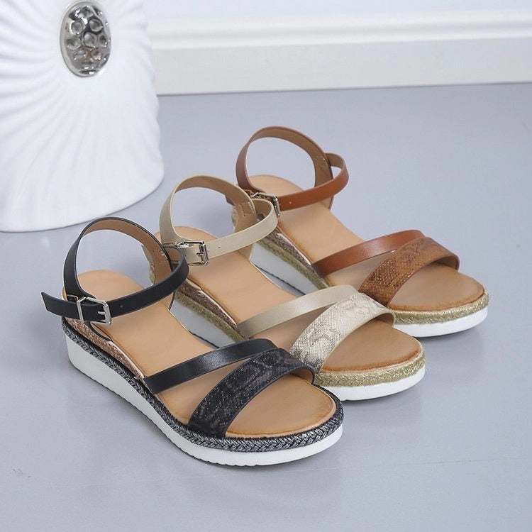 OCW Orthopedic Women Dress Sandals Comfortable Arch Support Elegant Snake Print Pattern