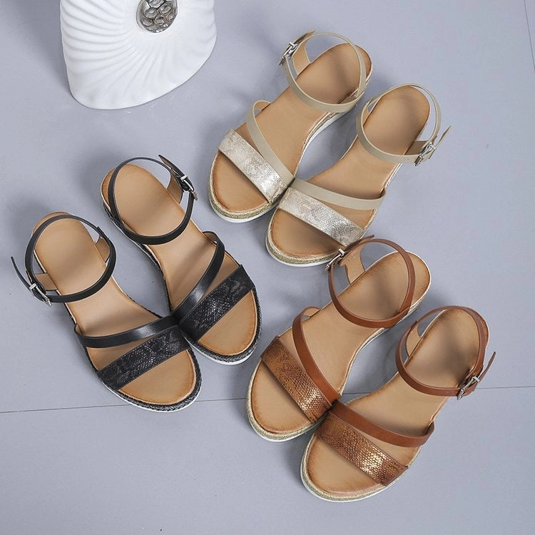OCW Orthopedic Women Dress Sandals Comfortable Arch Support Elegant Snake Print Pattern