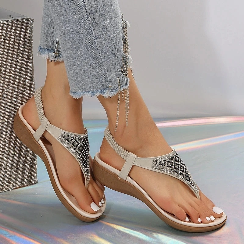 OCW Orthopedic Women Rhinestones Sandal Arch Support Breathable Anti Skid Chic Beach Flipflop