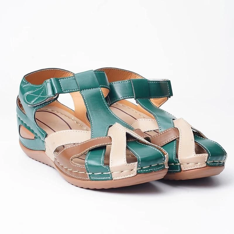 OCW Women Orthopedic Sandals Vintage Round on Breathable Cross over Wedge Gladiator Sandals