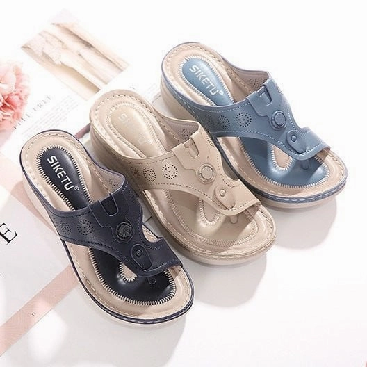 OCW Women Vintage Flip-flops Waterproof Wedge Orthopedic Sandals