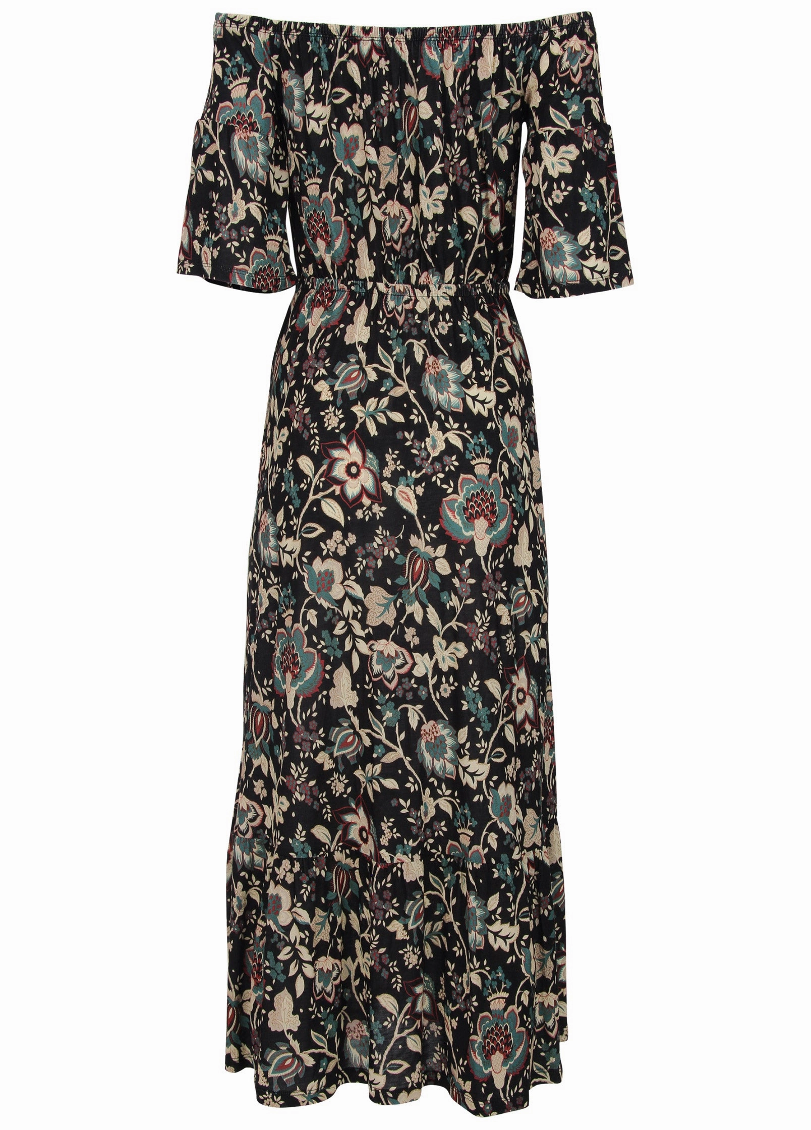 Off-The-Shoulder Maxi Dress - Black Floral