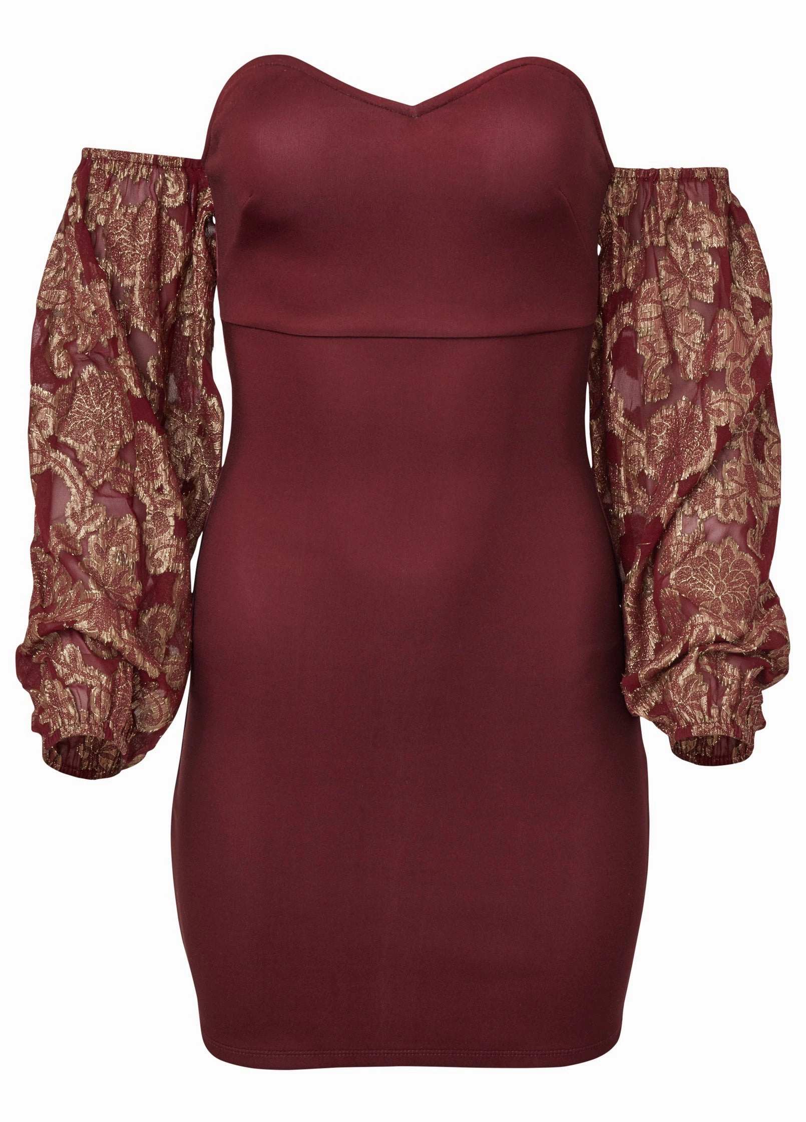 Off-The-Shoulder Mini Dress - Wine