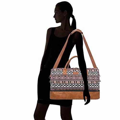 Oflamn Weekender Bag for Women Carry-On Luggage Bohemian?style Duffle Bag Overnight Bags 3-4 Day' Travel Bags with Separated Shoes Compartment