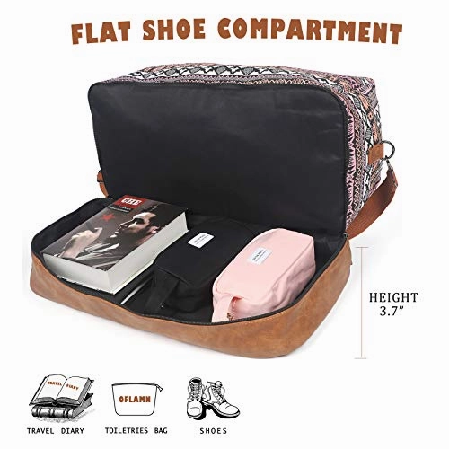 Oflamn Weekender Bag for Women Carry-On Luggage Bohemian?style Duffle Bag Overnight Bags 3-4 Day' Travel Bags with Separated Shoes Compartment