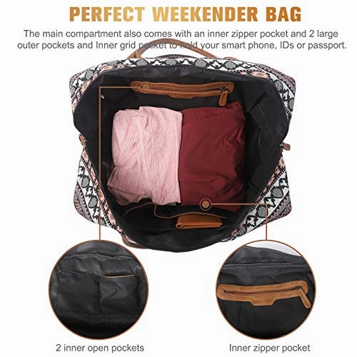 Oflamn Weekender Bag for Women Carry-On Luggage Bohemian?style Duffle Bag Overnight Bags 3-4 Day' Travel Bags with Separated Shoes Compartment