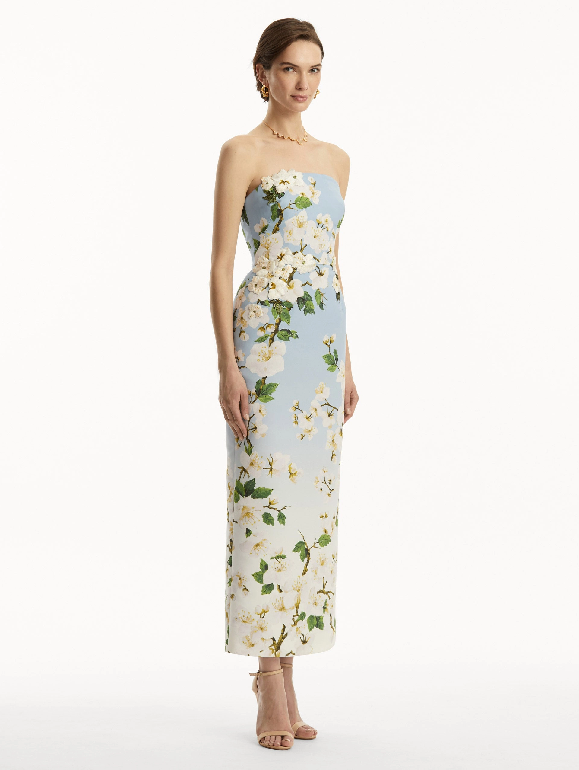 Ombr?? Cherry Blossom Strapless Gown