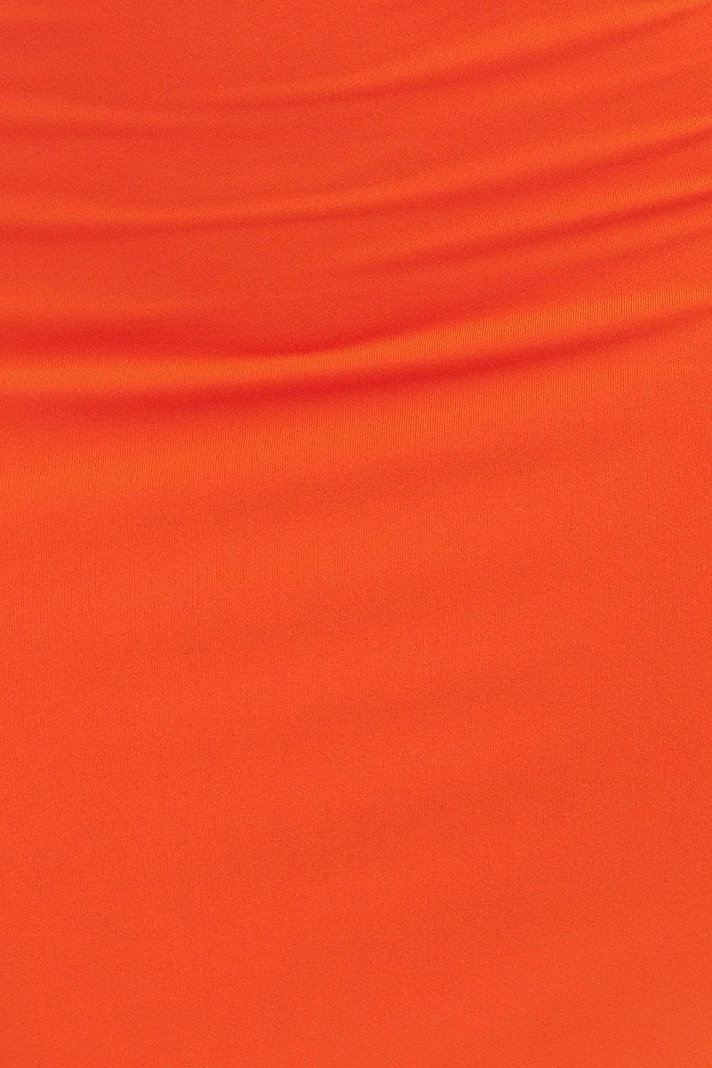 Orange Maxi Skirt High Rise Pencil Double Layered