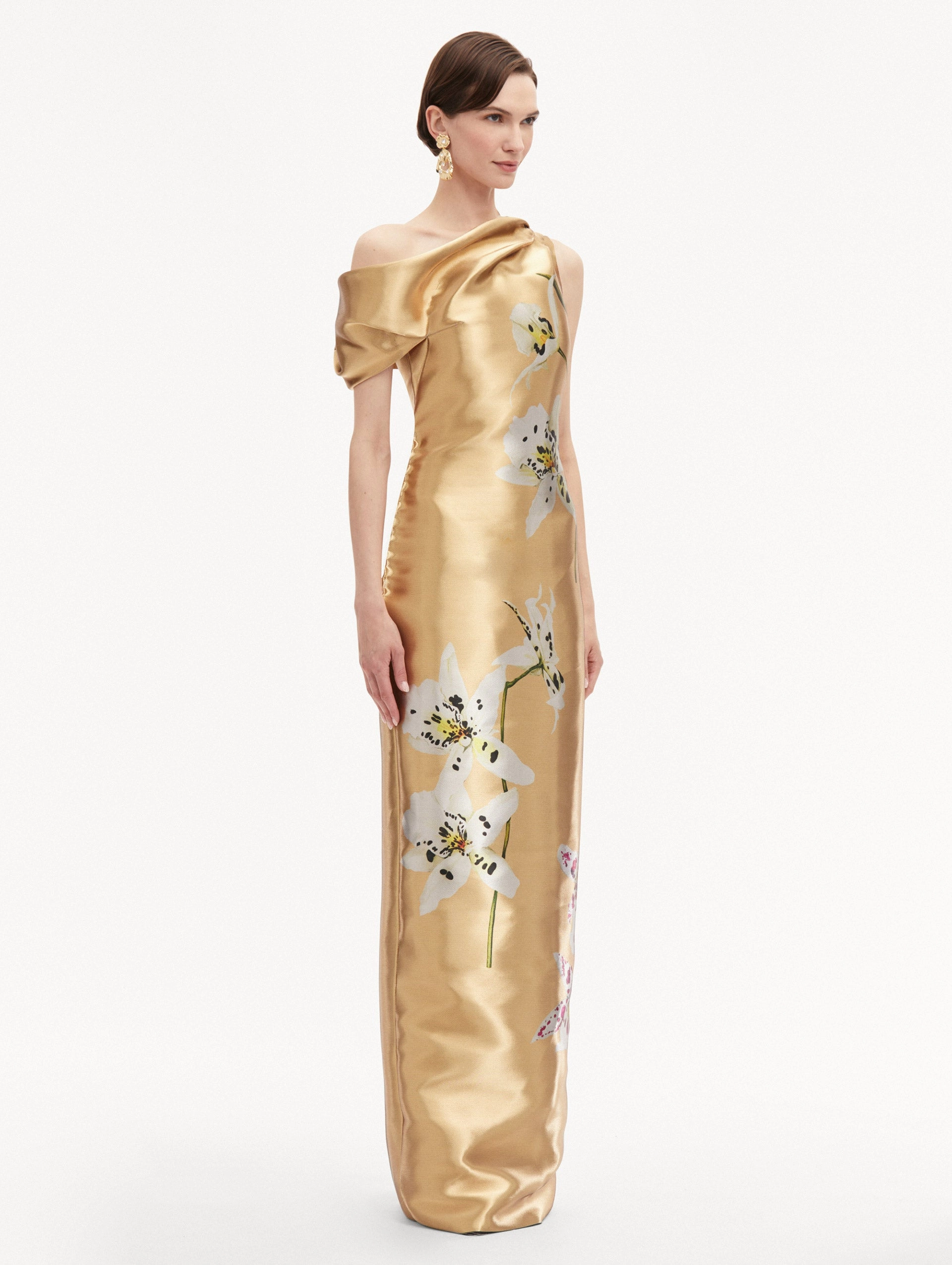 Orchid Gold Metal Organza Gown