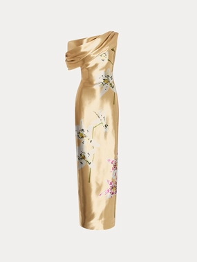 Orchid Gold Metal Organza Gown