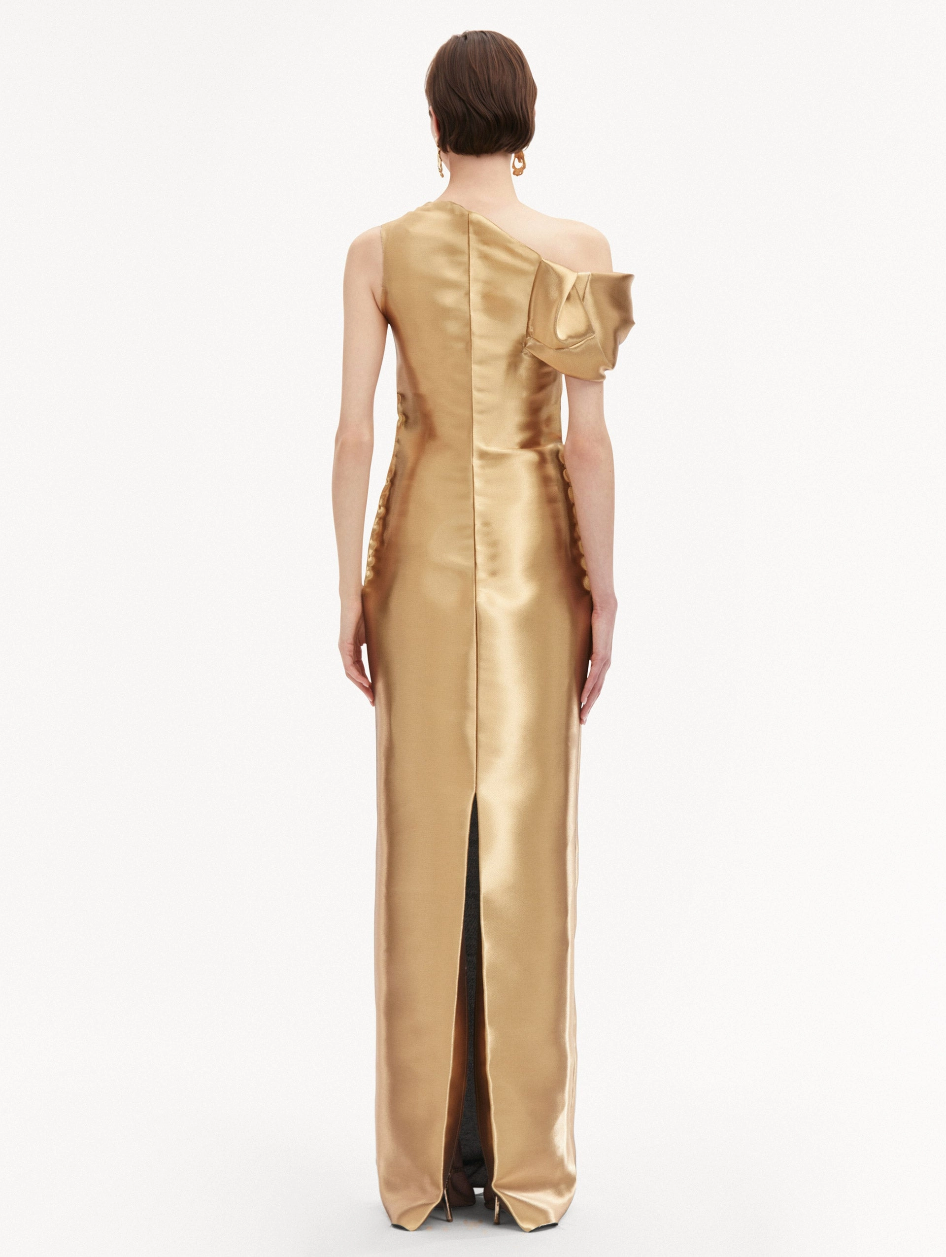 Orchid Gold Metal Organza Gown