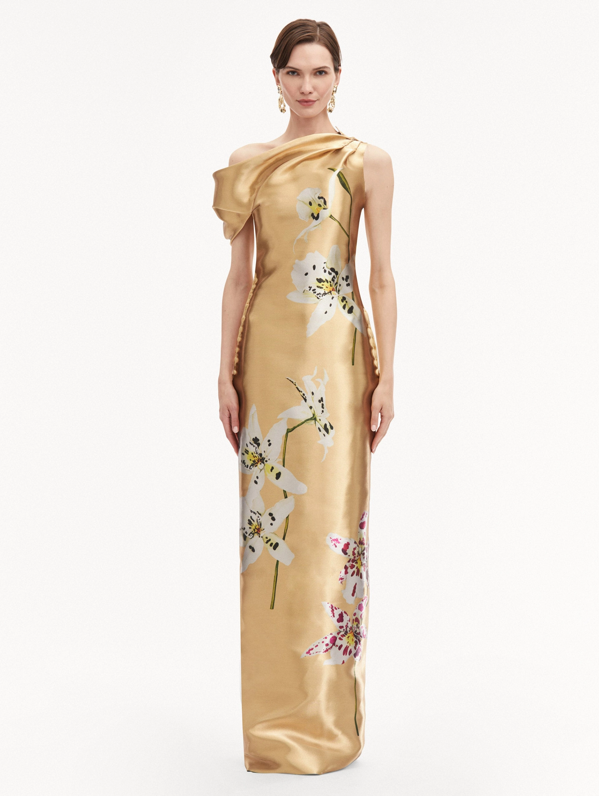 Orchid Gold Metal Organza Gown