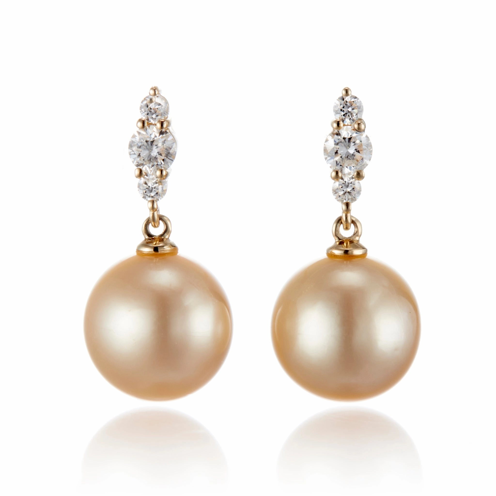 Orion Earrings in Golden South Sea Pearls & Diamonds