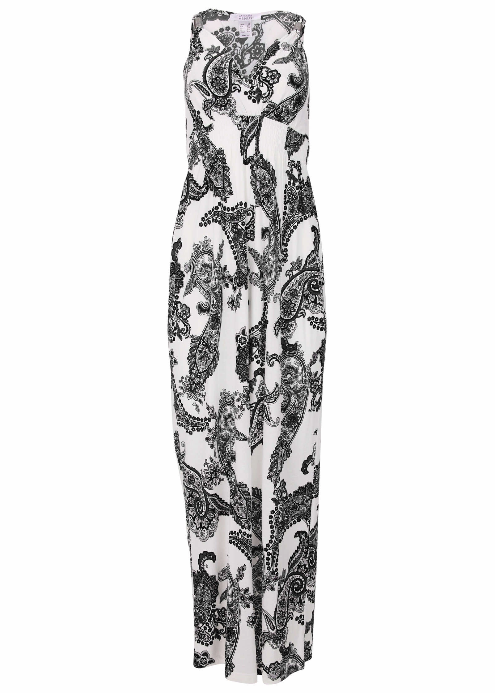 Paisley Print Maxi Dress - Black & White
