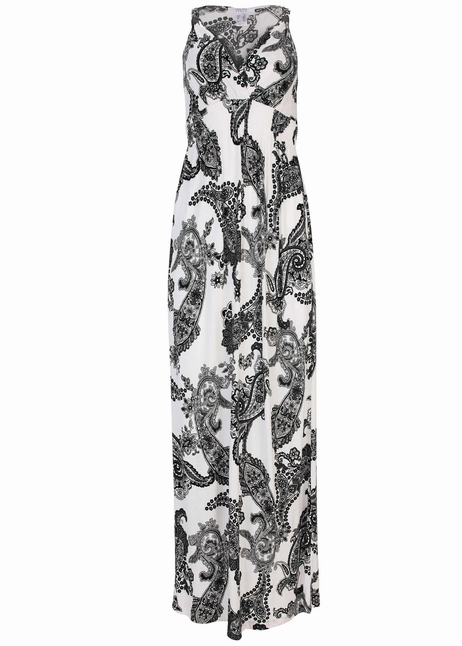 Paisley Print Maxi Dress - Black & White