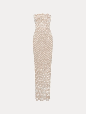 Pearl Embroidered Scallop Gown