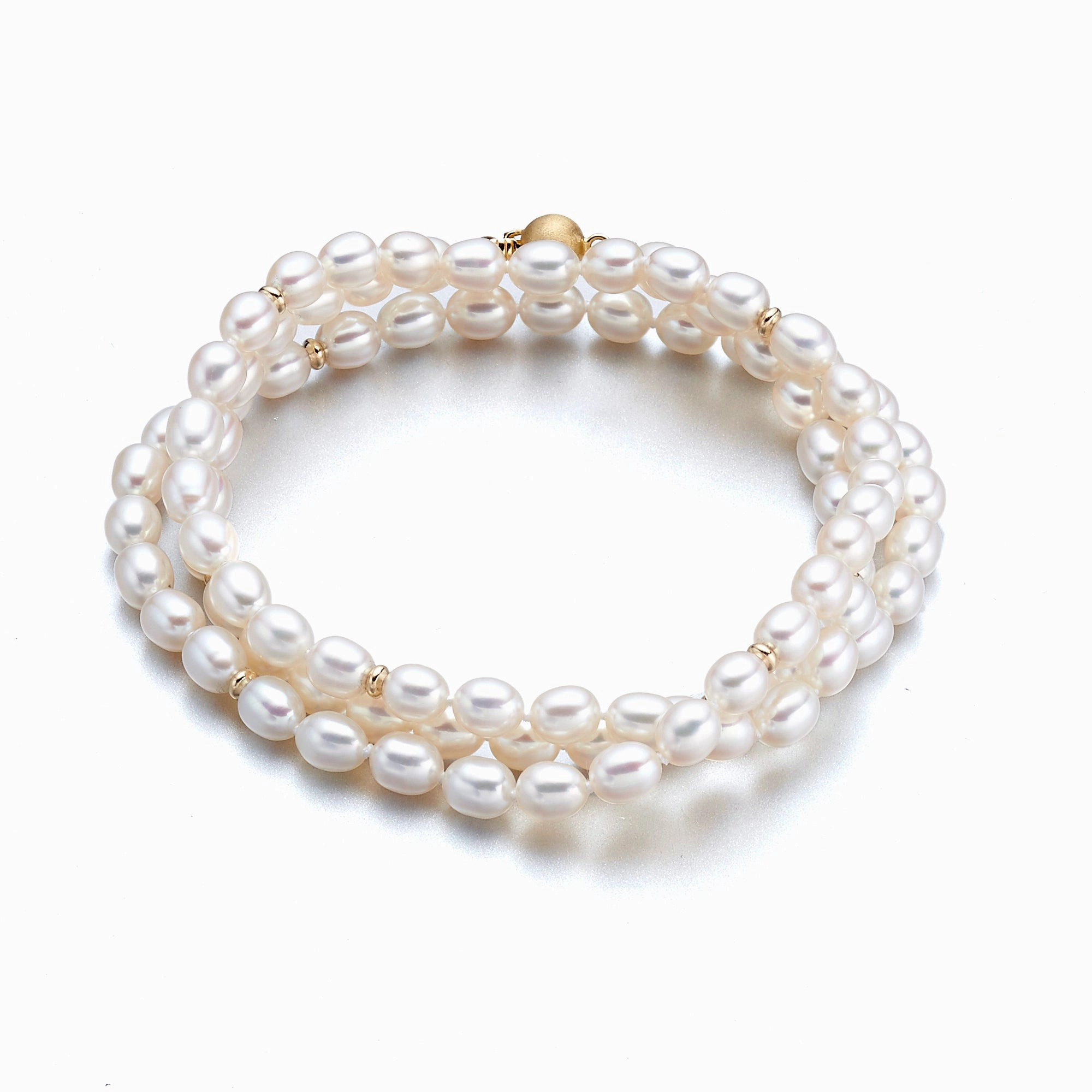 Petite White Pearl & Gold Wrap Bracelet