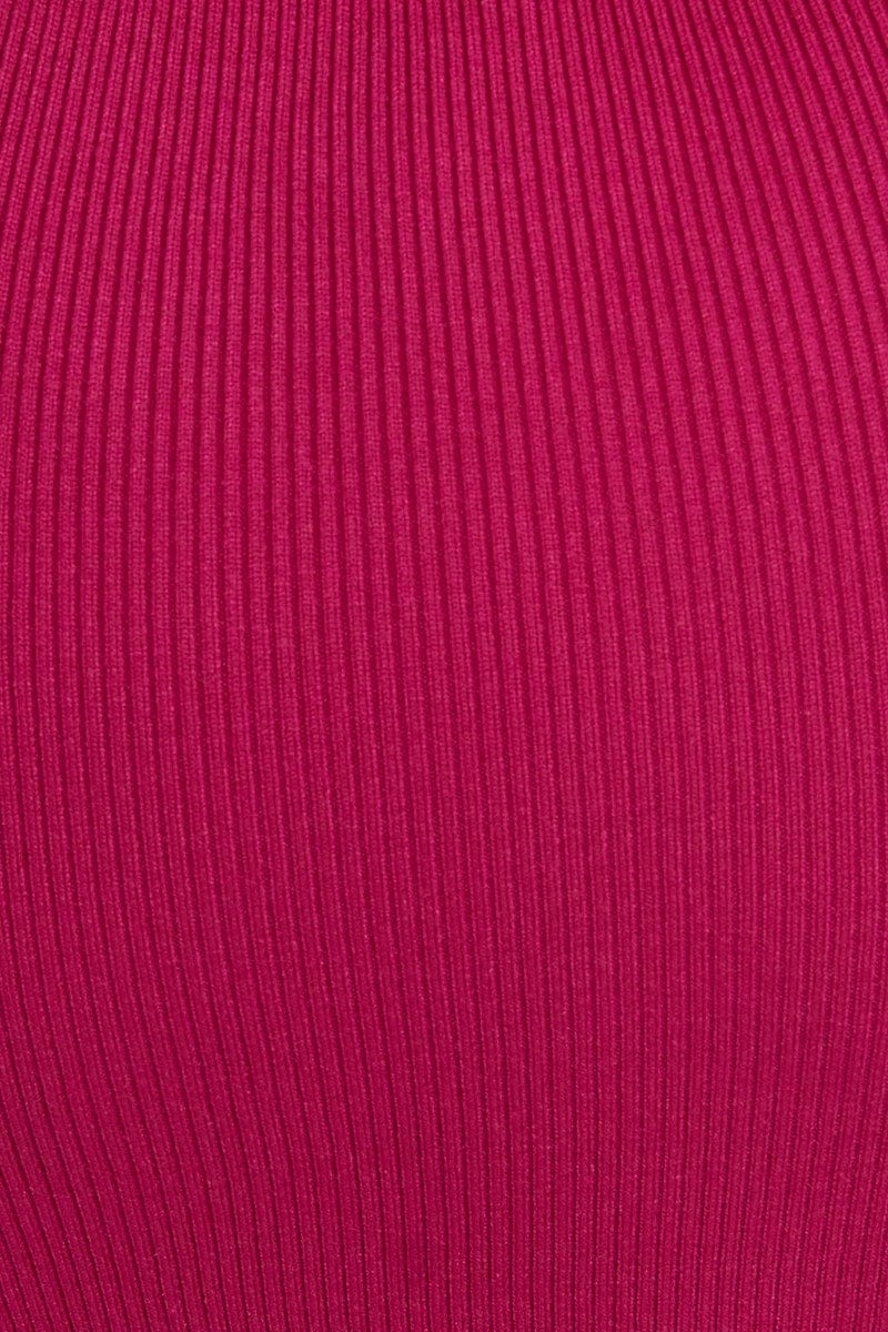 Pink Knit Skirt Midi High Rise