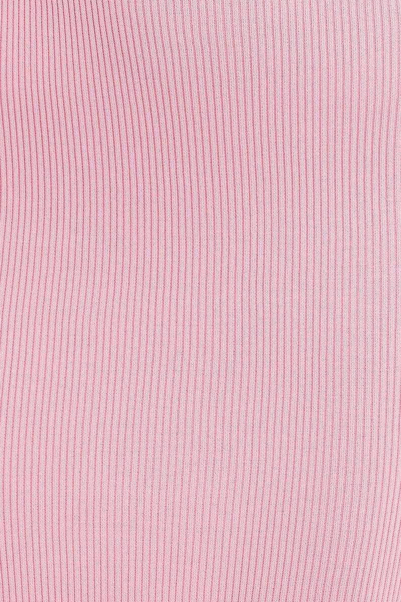 Pink Slit Knit Midi Skirt