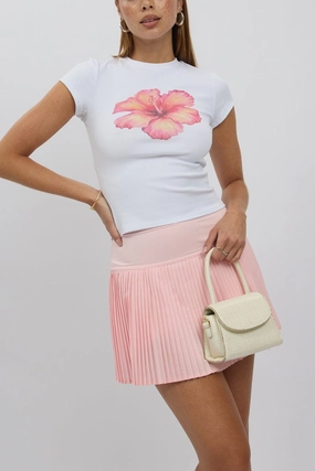 Pink Tennis Skort Skirt Stretch Waist Mini Pleated Lined