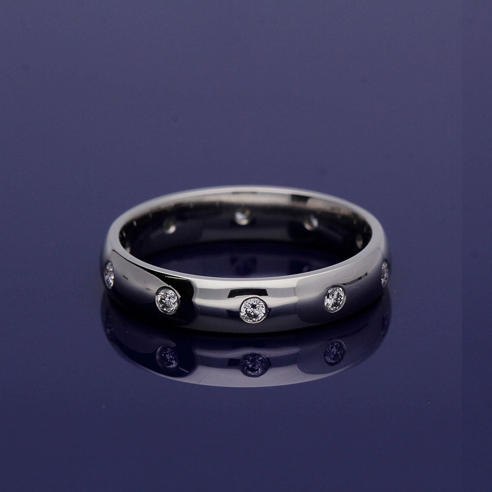 Platinum 4mm Diamond Set Wedding Band Eternity Ring