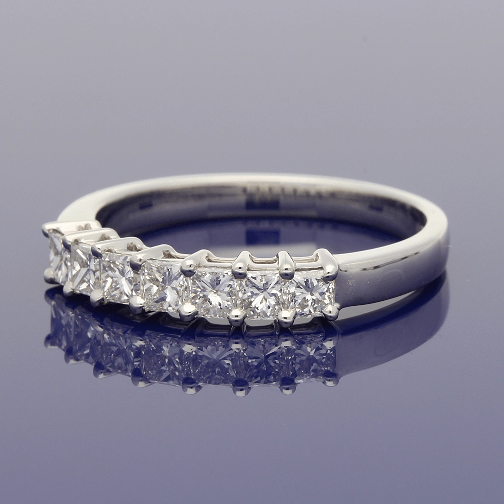 Platinum Princess Cut Diamond 7-Stone Half Eternity Ring