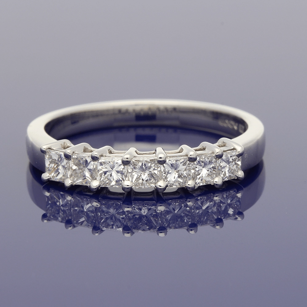 Platinum Princess Cut Diamond 7-Stone Half Eternity Ring