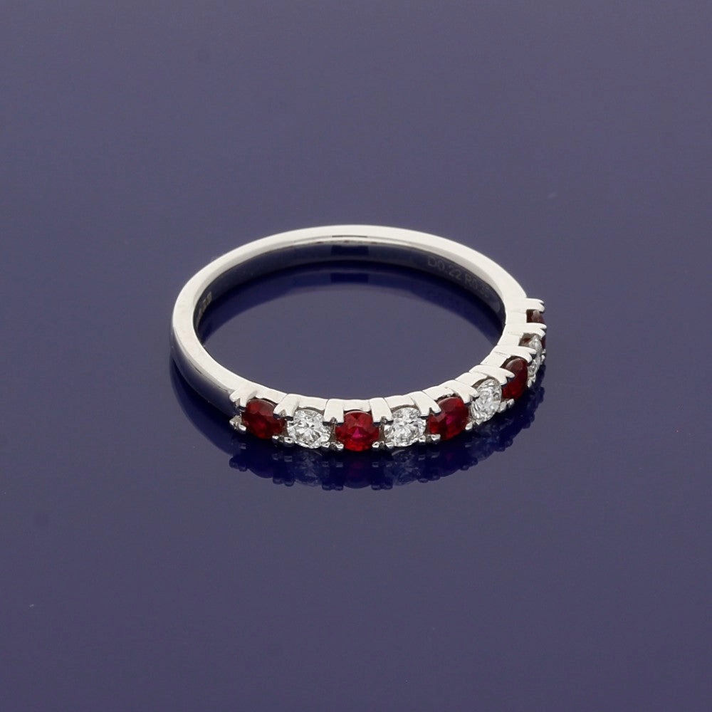 Platinum Ruby & Diamond Half Eternity Ring