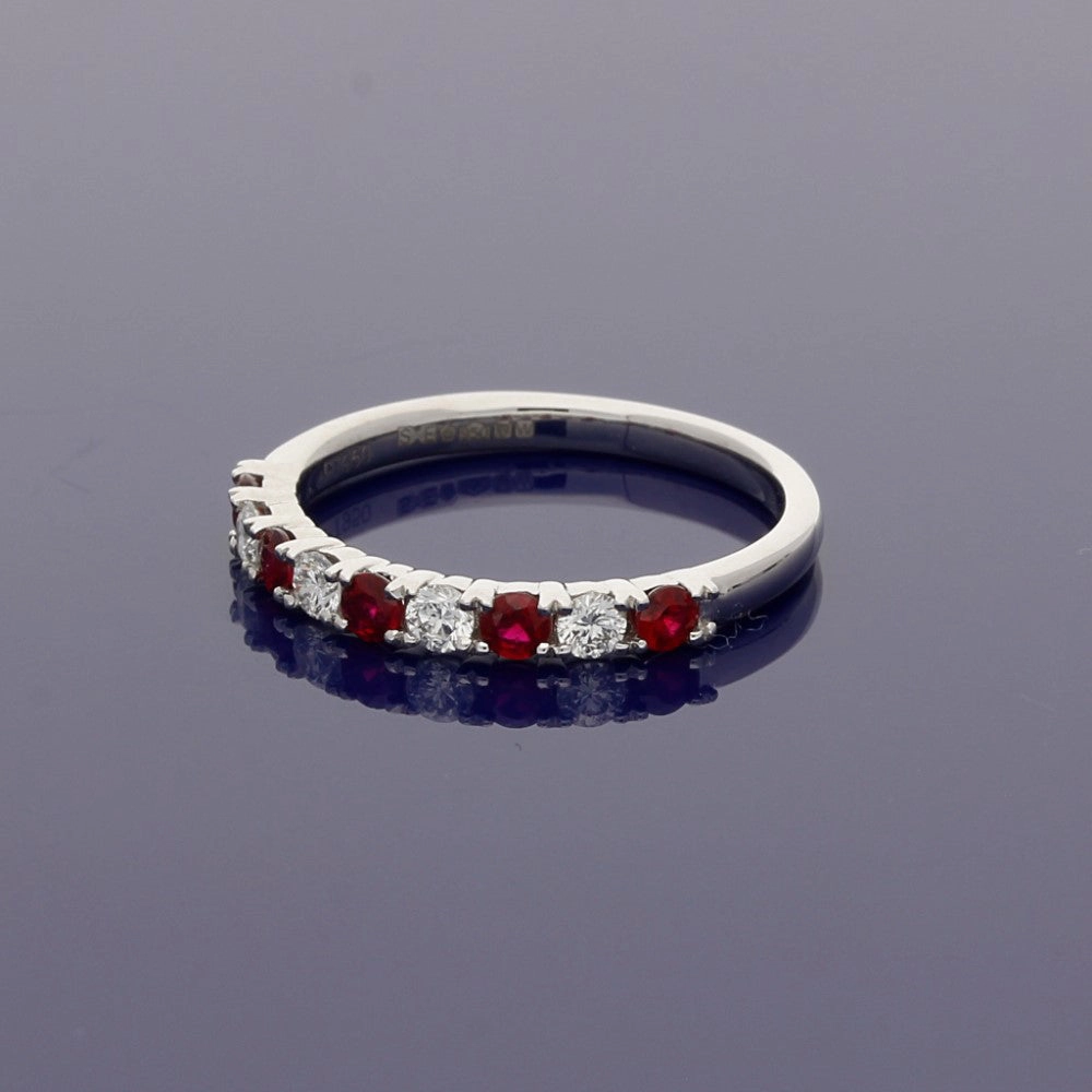 Platinum Ruby & Diamond Half Eternity Ring