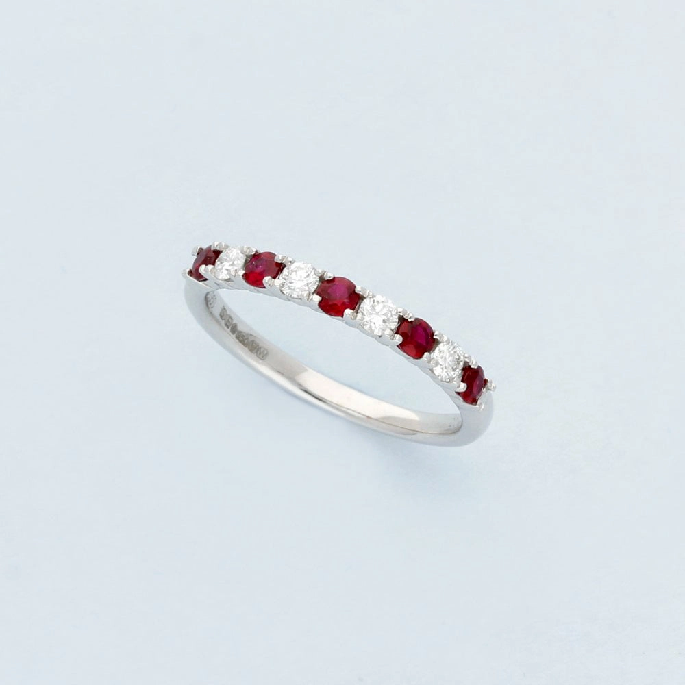 Platinum Ruby & Diamond Half Eternity Ring