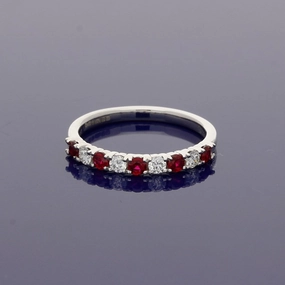 Platinum Ruby & Diamond Half Eternity Ring