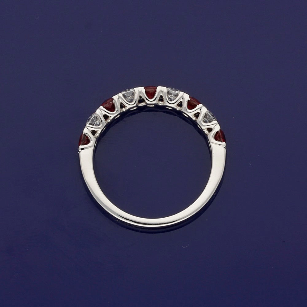 Platinum Ruby and Diamond Half Eternity Ring