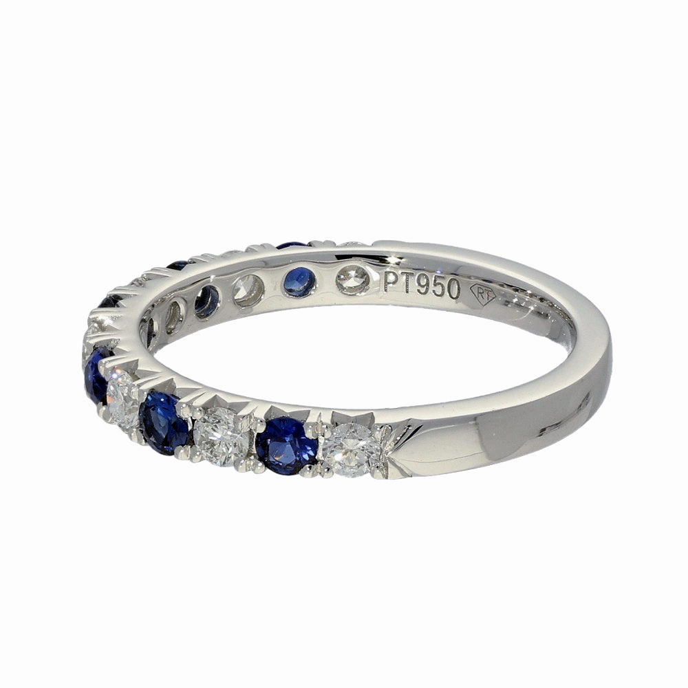 Platinum Sapphire & Diamond Slim 2.7mm Half Eternity Ring