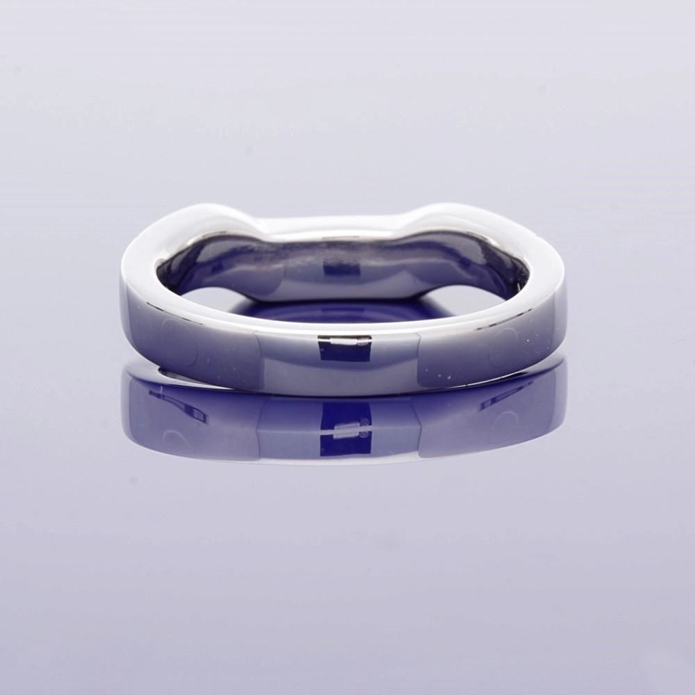 Platinum Shaped Wedding Band With Pave Set Diamonds