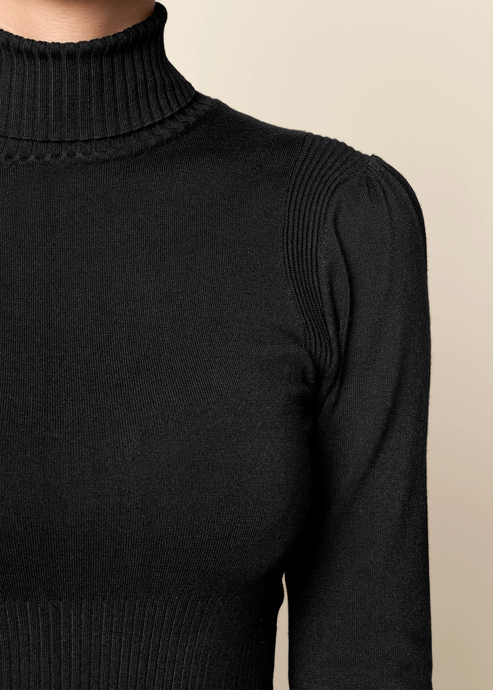 Pleated Sweater Dress - Black