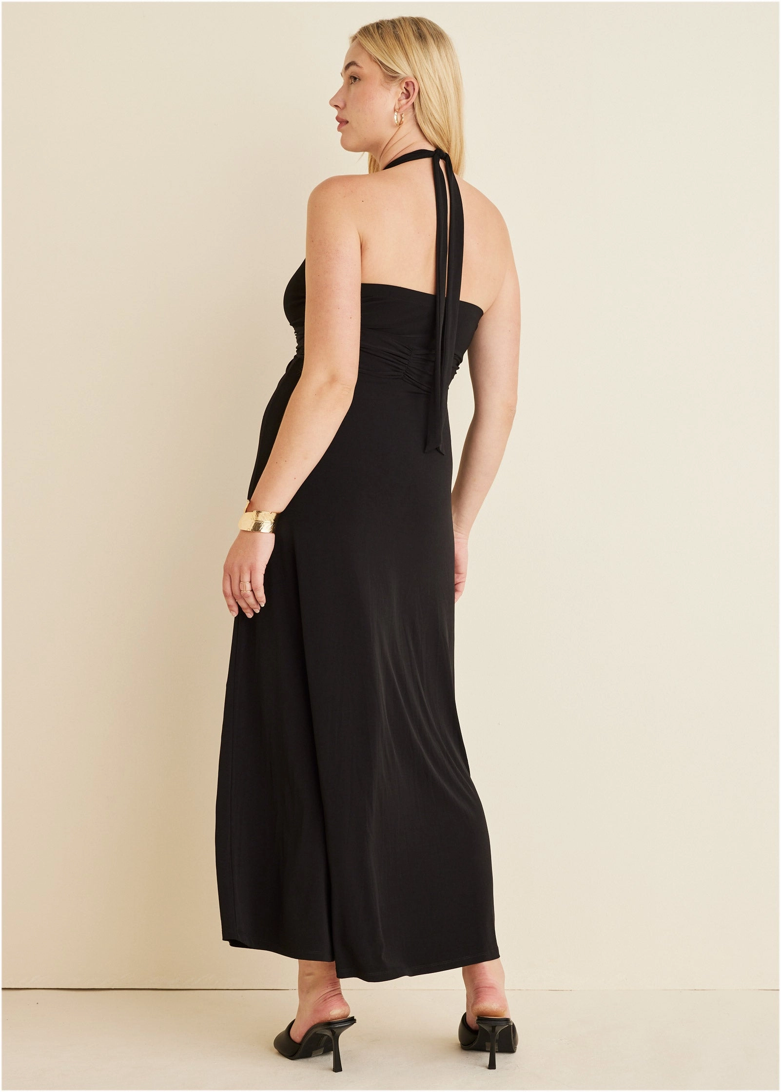 Plunging Knot Maxi Dress - Black