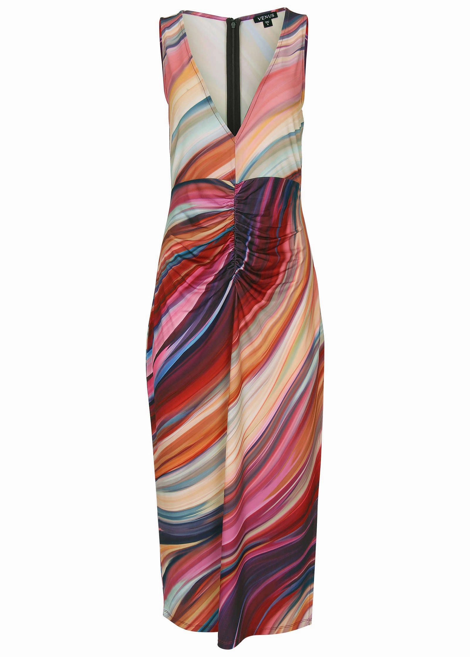 Plunging Maxi Dress  - Dark Rainbow