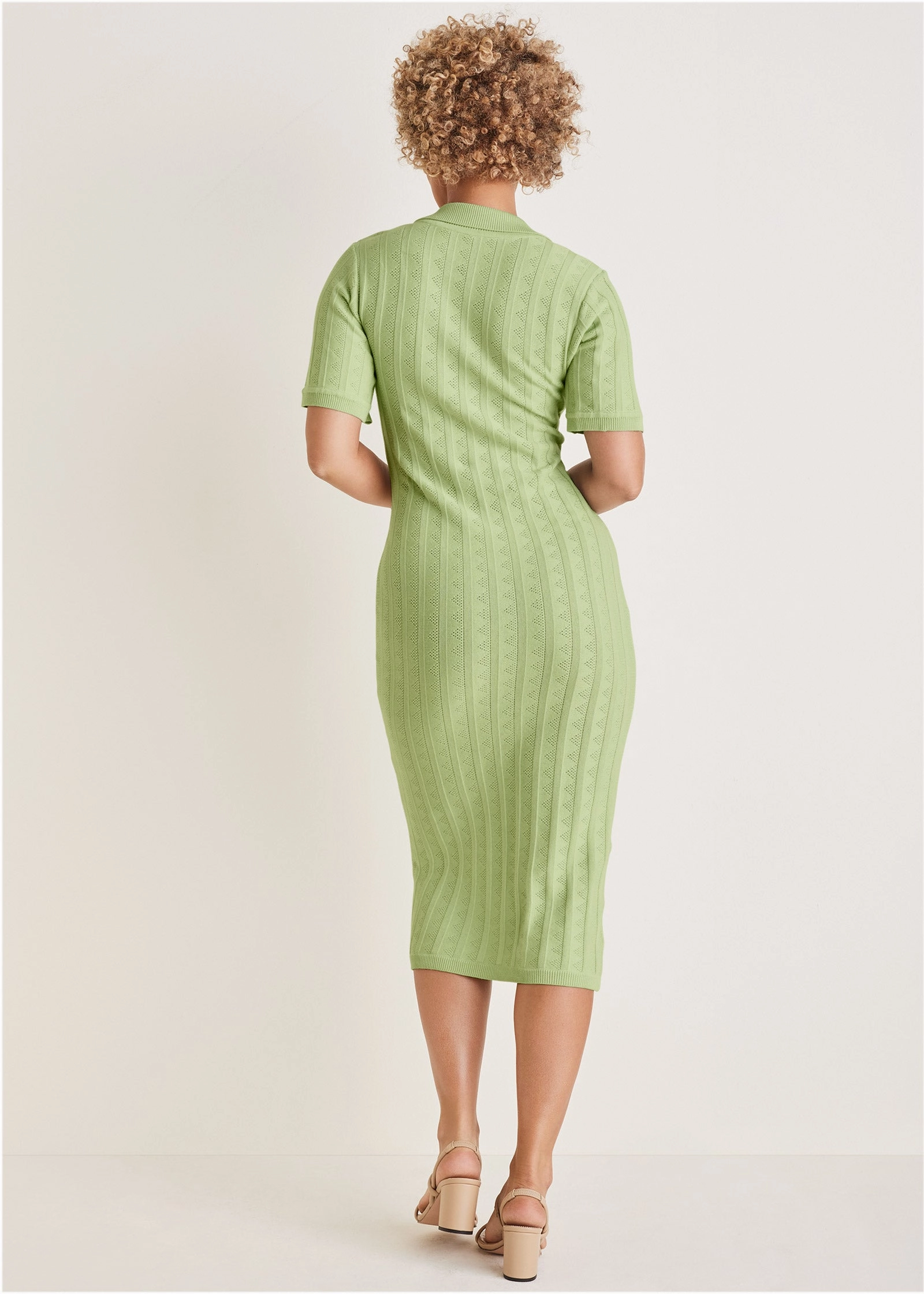 Pointelle Sweater Dress - Mint