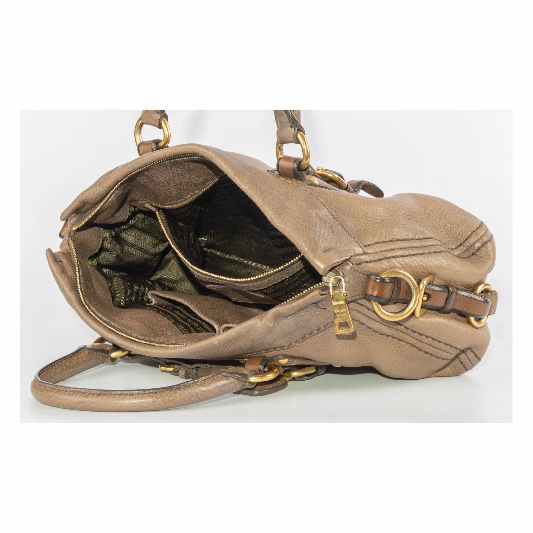 Prada Brown Leather Cervo Satchel