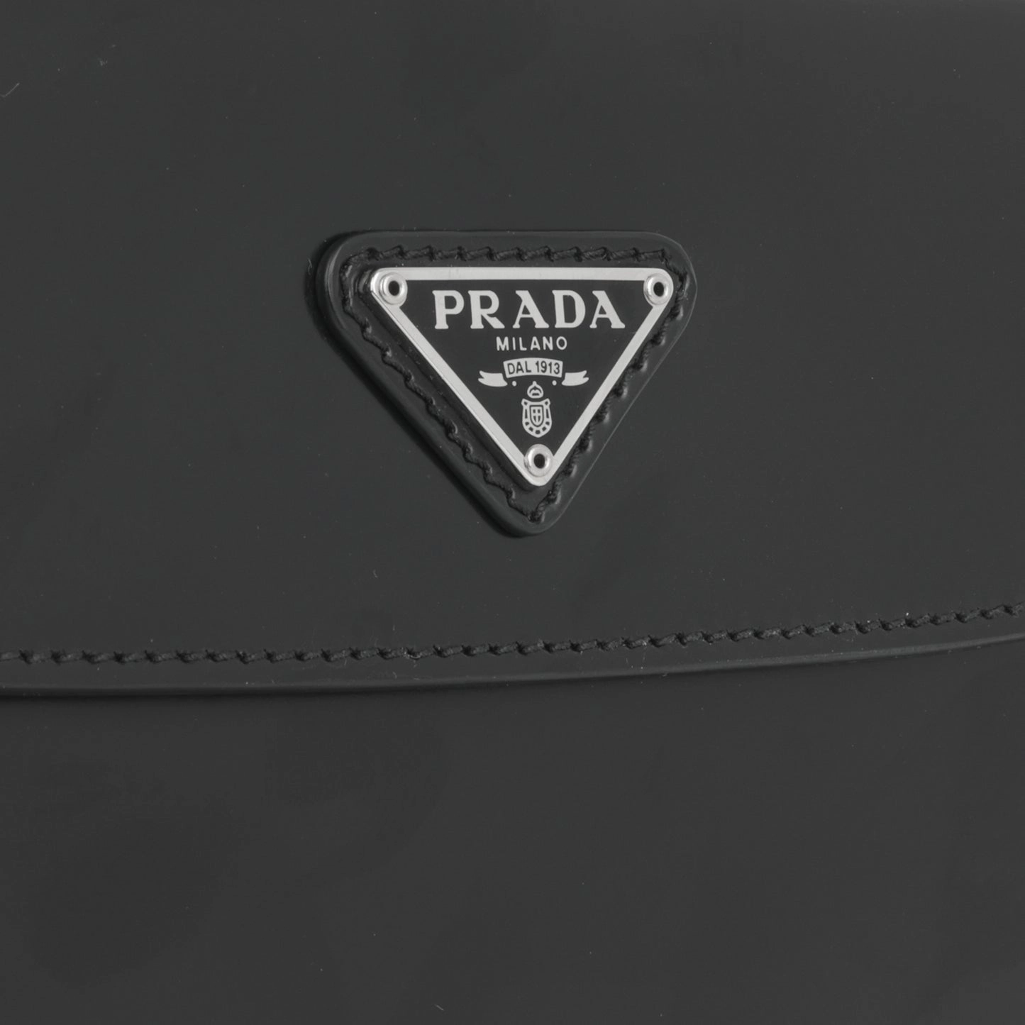 Prada Prada - Small Cleo Brushed Leather Shoulder Bag with Flap - Black - Pre-Loved