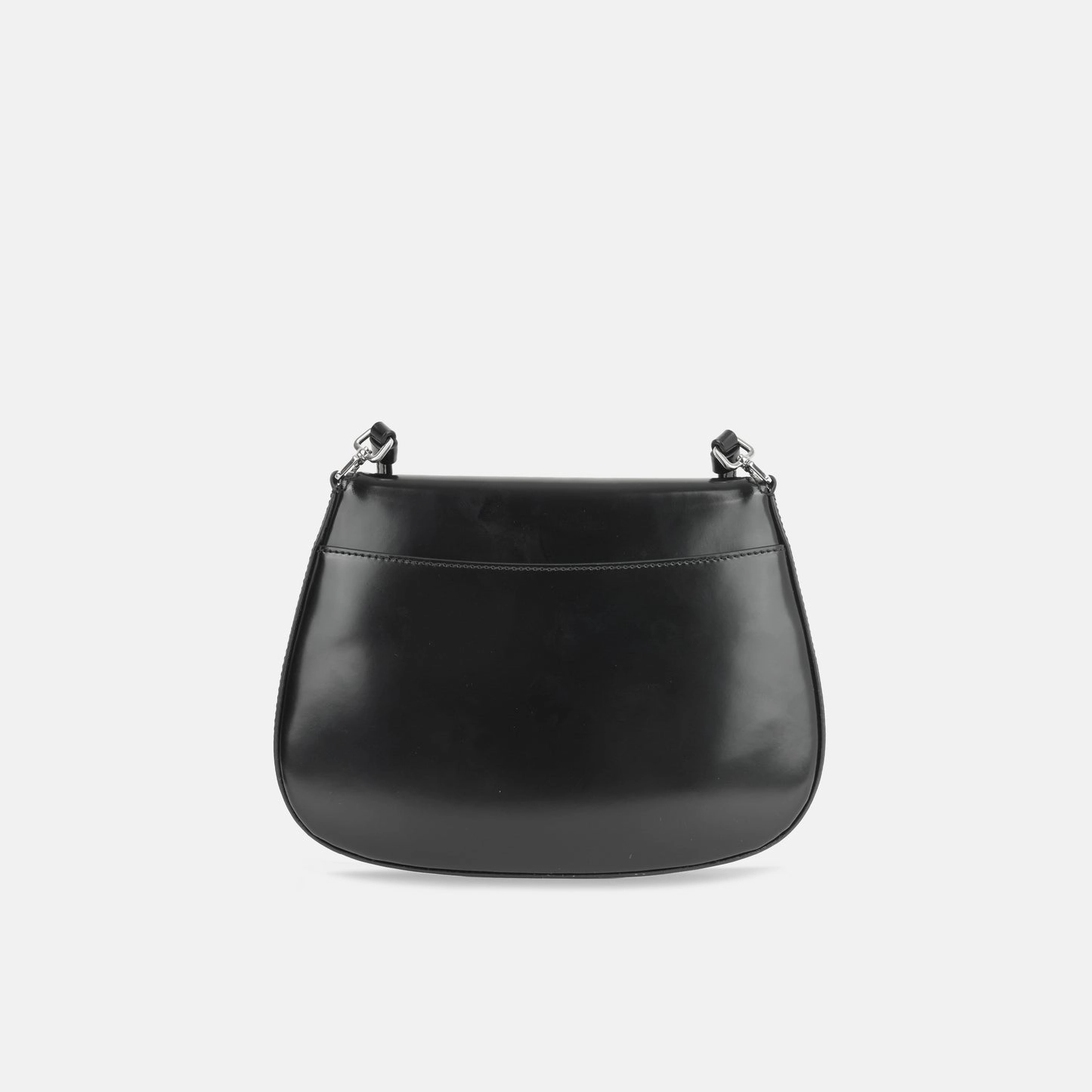 Prada Prada - Small Cleo Brushed Leather Shoulder Bag with Flap - Black - Pre-Loved