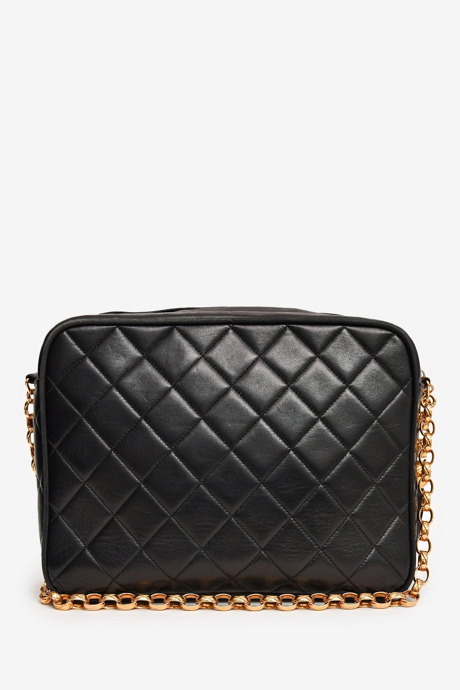 Pre-Loved Chanel? 1991-4 Black Leather Quilted Turn Lock Camera Crossbody
